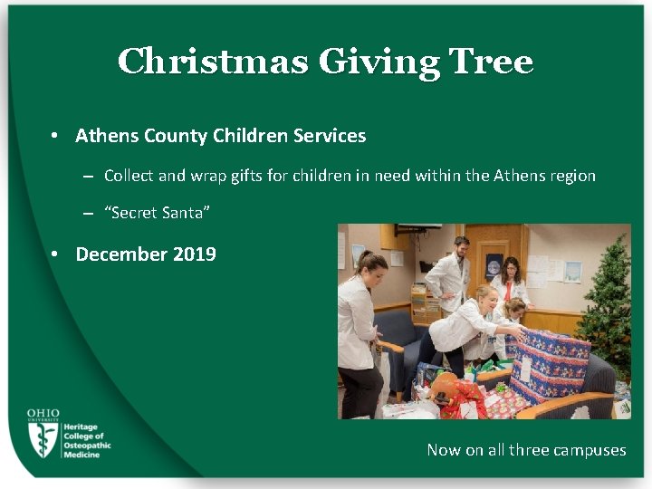 Christmas Giving Tree • Athens County Children Services – Collect and wrap gifts for