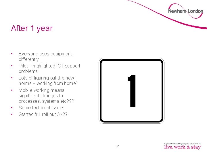 After 1 year • • • Everyone uses equipment differently Pilot – highlighted ICT