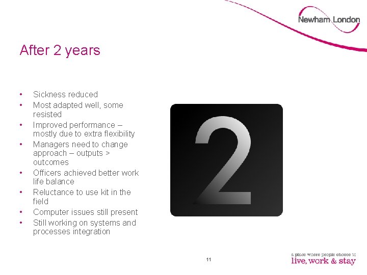 After 2 years • • Sickness reduced Most adapted well, some resisted Improved performance