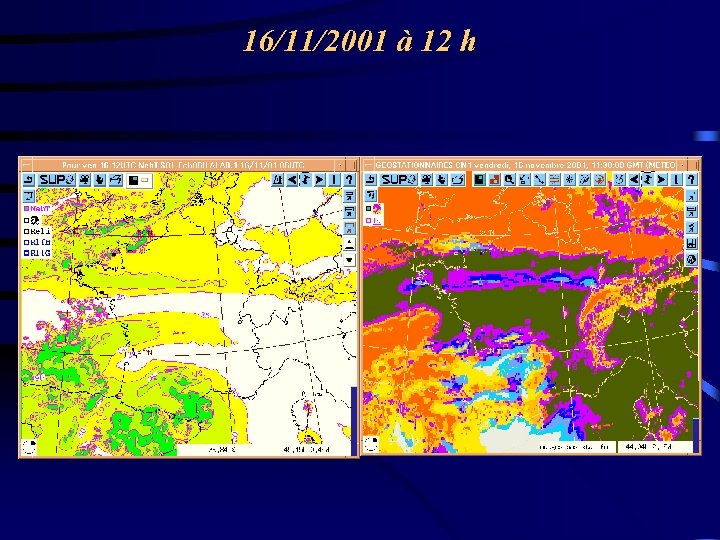 16/11/2001 à 12 h • Nébul ALADIN • Classification nuageuse (METEOSAT) 