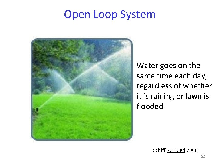 Open Loop System Water goes on the same time each day, regardless of whether