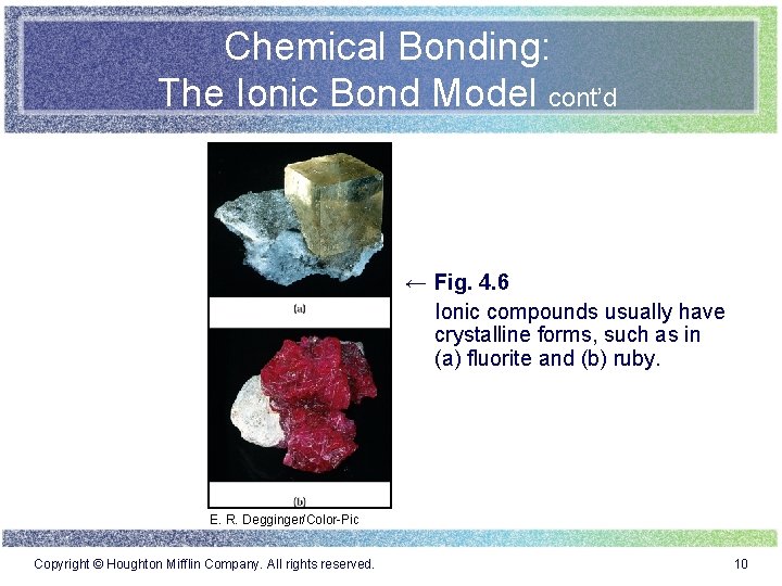Chemical Bonding: The Ionic Bond Model cont’d ← Fig. 4. 6 Ionic compounds usually