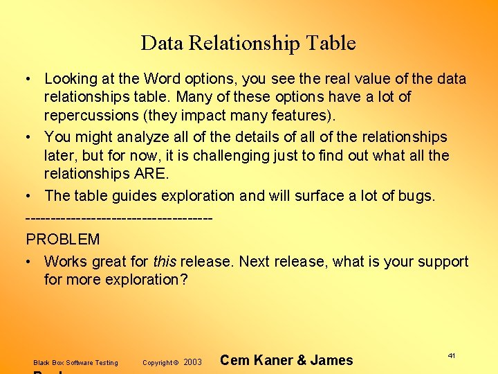 Data Relationship Table • Looking at the Word options, you see the real value