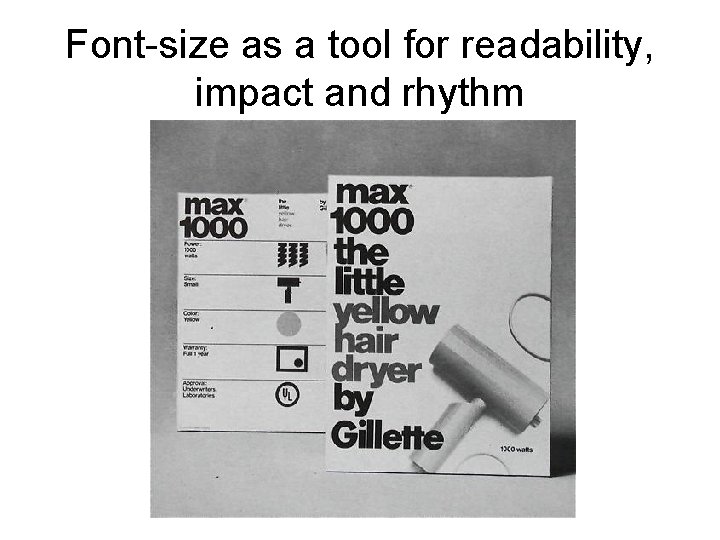 Font-size as a tool for readability, impact and rhythm 