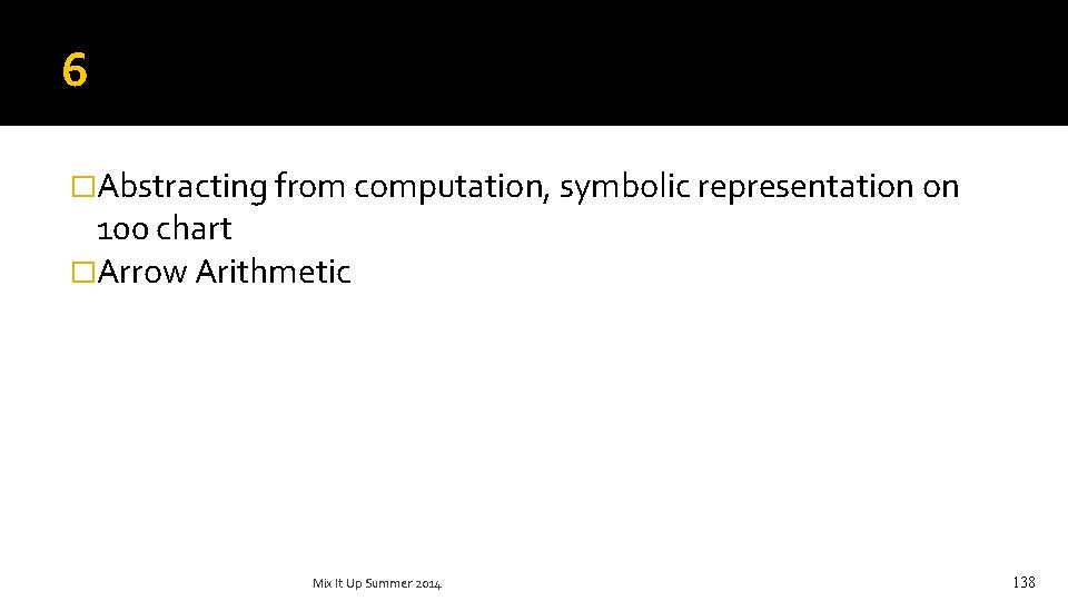 6 �Abstracting from computation, symbolic representation on 100 chart �Arrow Arithmetic Mix It Up