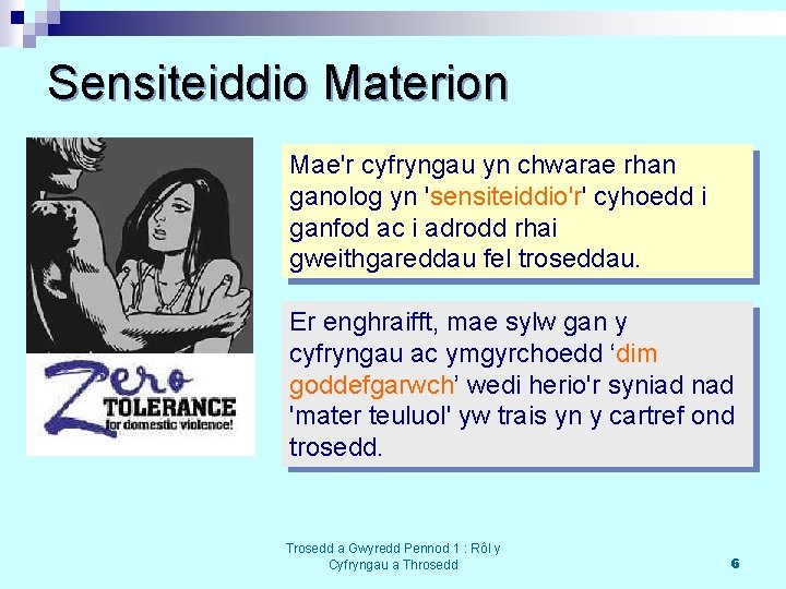 Sensiteiddio Materion Mae'r cyfryngau yn chwarae rhan ganolog yn 'sensiteiddio'r' cyhoedd i ganfod ac