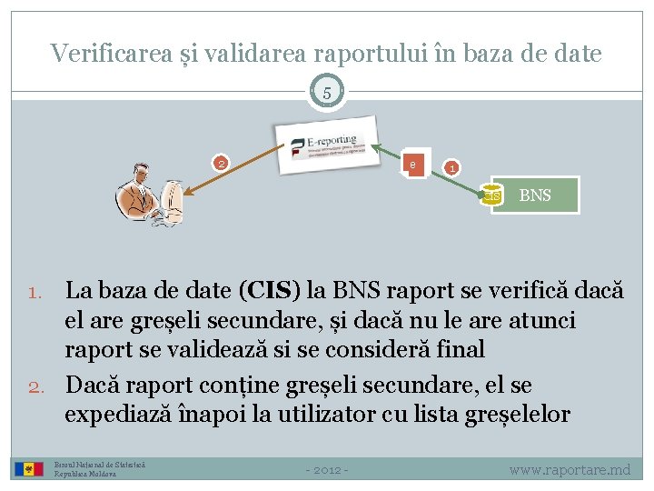 Verificarea și validarea raportului în baza de date 5 2 e 1 CIS BNS