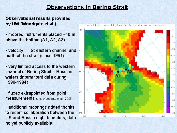 Observations in Bering Strait Observational results provided by UW (Woodgate et al. ) •