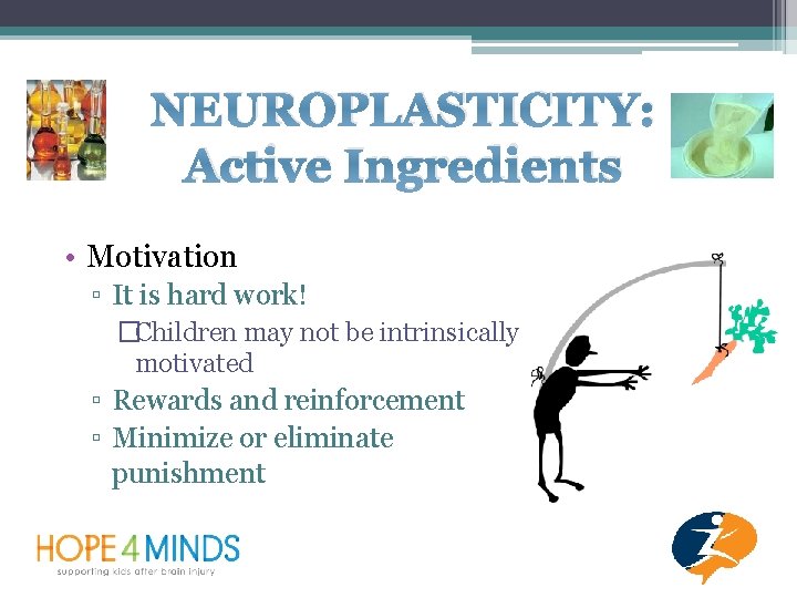 NEUROPLASTICITY: Active Ingredients • Motivation ▫ It is hard work! �Children may not be