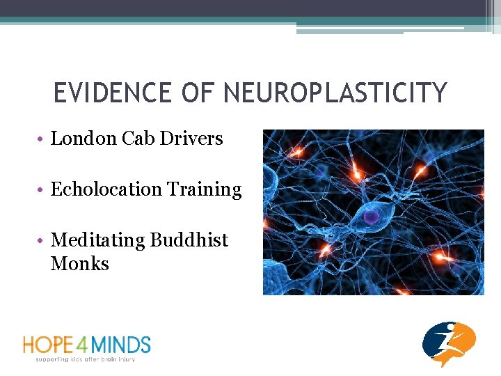 EVIDENCE OF NEUROPLASTICITY • London Cab Drivers • Echolocation Training • Meditating Buddhist Monks
