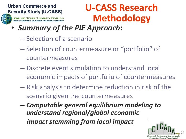 Urban Commerce and Security Study (U-CASS) U-CASS Research Methodology • Summary of the PIE