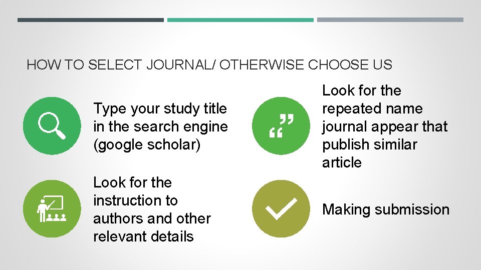 HOW TO SELECT JOURNAL/ OTHERWISE CHOOSE US Type your study title in the search