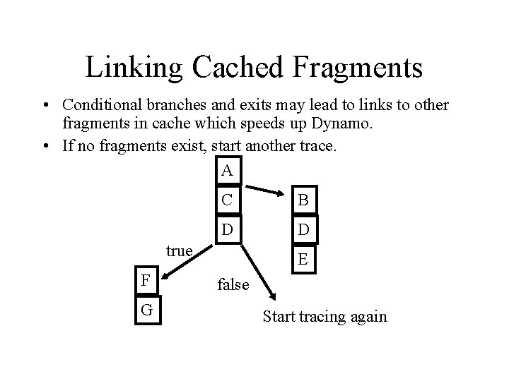 Linking Cached Fragments • Conditional branches and exits may lead to links to other