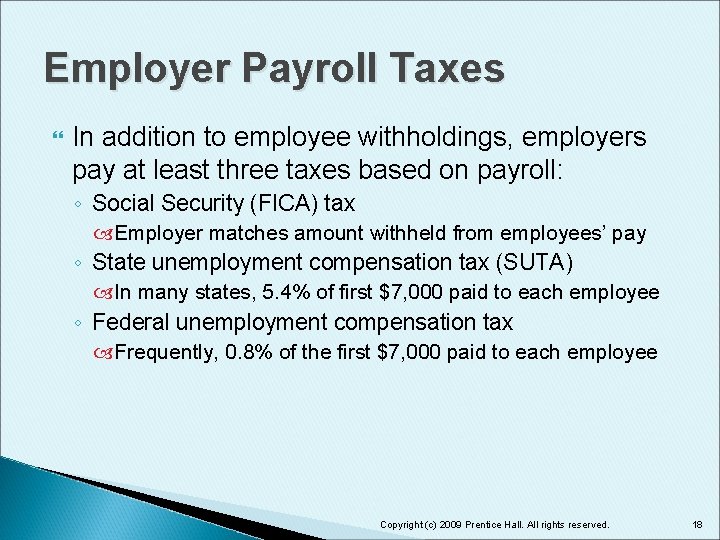 Employer Payroll Taxes In addition to employee withholdings, employers pay at least three taxes