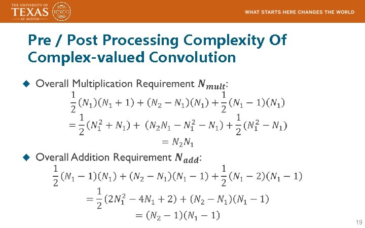 Pre / Post Processing Complexity Of Complex-valued Convolution 19 