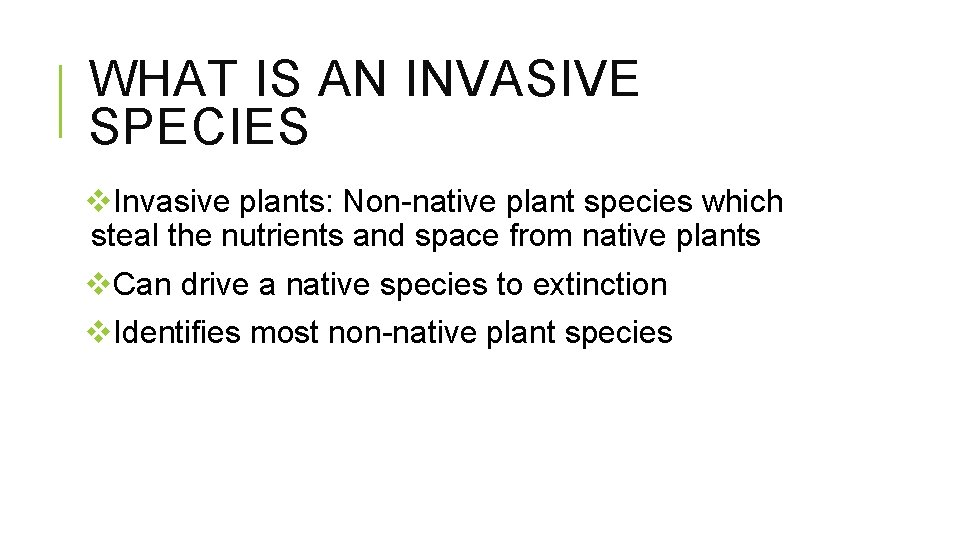 WHAT IS AN INVASIVE SPECIES v. Invasive plants: Non-native plant species which steal the