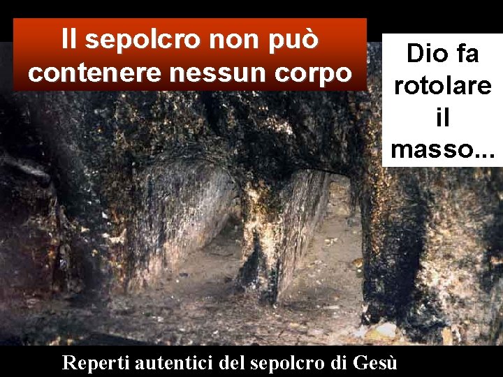 Il sepolcro non può contenere nessun corpo Dio fa rotolare il masso. . .