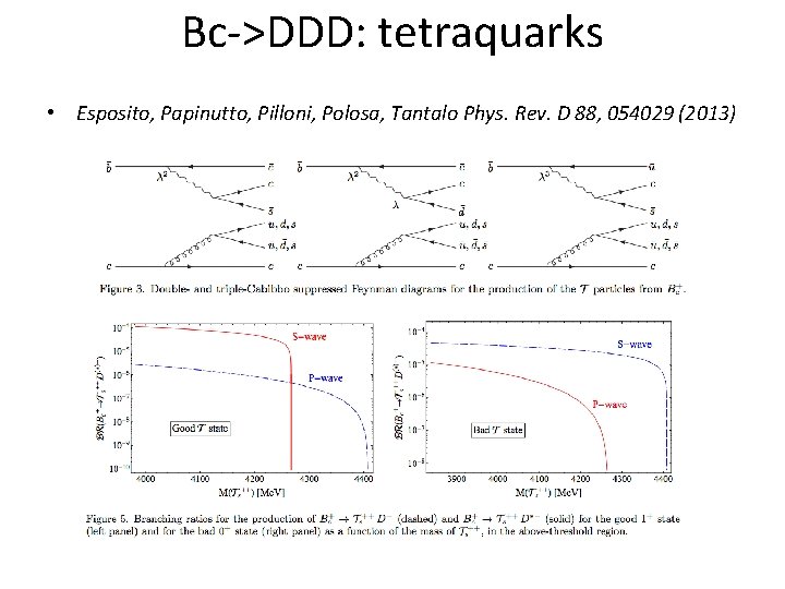 Bc->DDD: tetraquarks • Esposito, Papinutto, Pilloni, Polosa, Tantalo Phys. Rev. D 88, 054029 (2013)