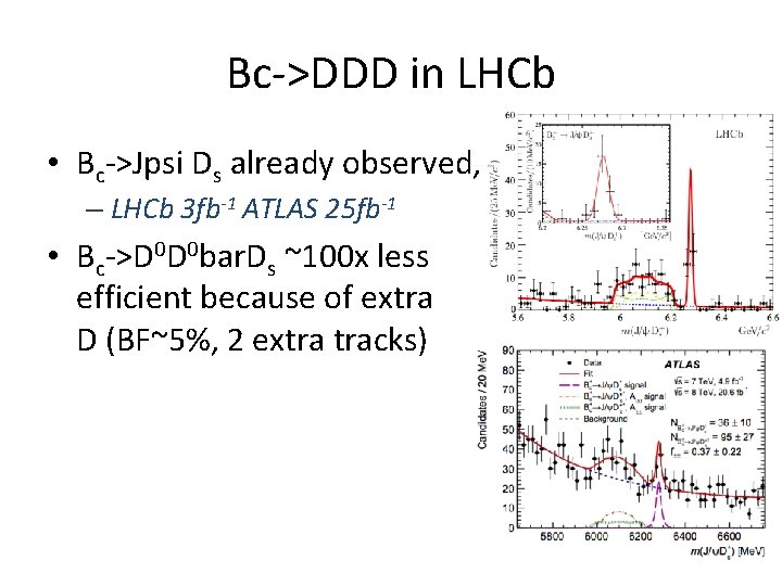 Bc->DDD in LHCb • Bc->Jpsi Ds already observed, – LHCb 3 fb-1 ATLAS 25