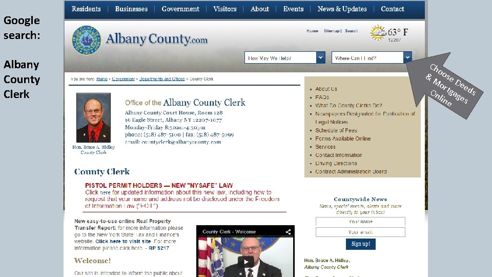 Google search: Albany County Clerk Ch o & M ose ort Deed On gag