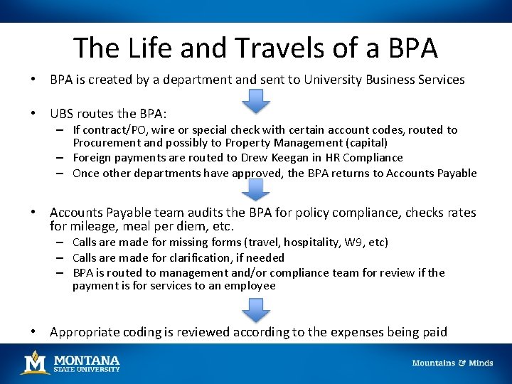 The Life and Travels of a BPA • BPA is created by a department