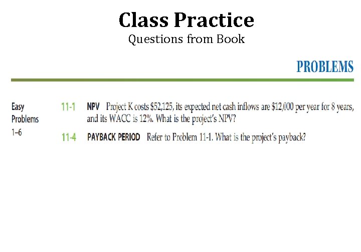 Class Practice Questions from Book 