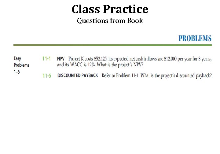 Class Practice Questions from Book 