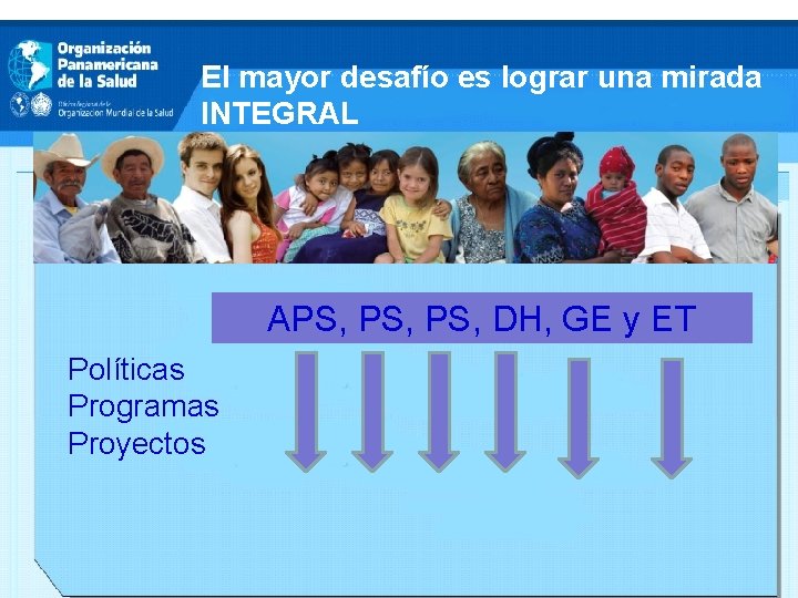 El mayor desafío es lograr una mirada INTEGRAL APS, PS, DH, GE y ET