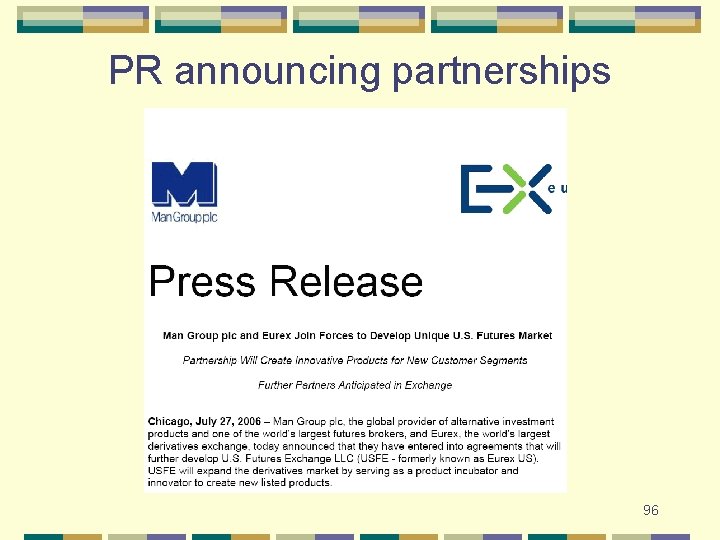 PR announcing partnerships 96 