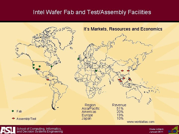 Intel Wafer Fab and Test/Assembly Facilities It’s Markets, Resources and Economics Fab Assembly/Test School