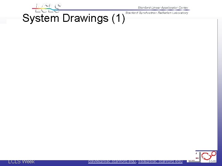 System Drawings (1) October 26, 2005 LCLS Week Dayle Kotturi, Stephanie Allison dayle@slac. stanford.