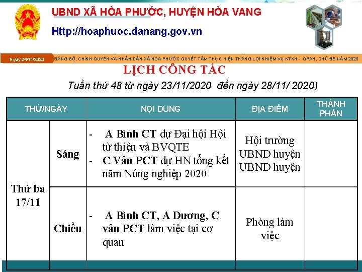 UBND XÃ HÒA PHƯỚC, HUYỆN HÒA VANG Http: //hoaphuoc. danang. gov. vn Ngày 24/11/2020