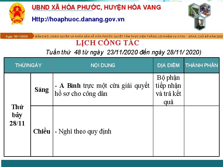 UBND XÃ HÒA PHƯỚC, HUYỆN HÒA VANG Http: //hoaphuoc. danang. gov. vn Ngày 28/11/2020