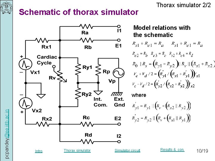 Schematic of thorax simulator Thorax simulator 2/2 Model relations with the schematic pcpandey@ee. iitb.