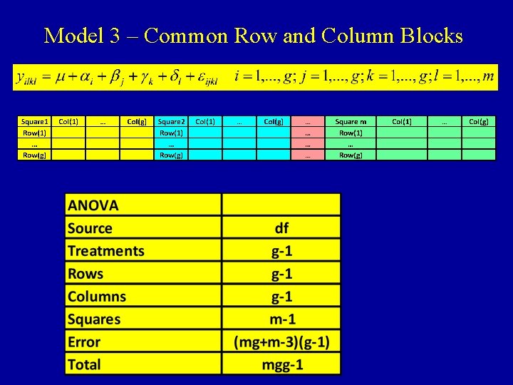 Model 3 – Common Row and Column Blocks 