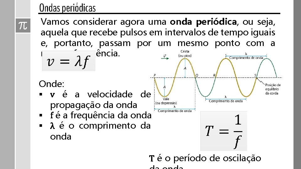 Vamos considerar agora uma onda periódica, ou seja, aquela que recebe pulsos em intervalos