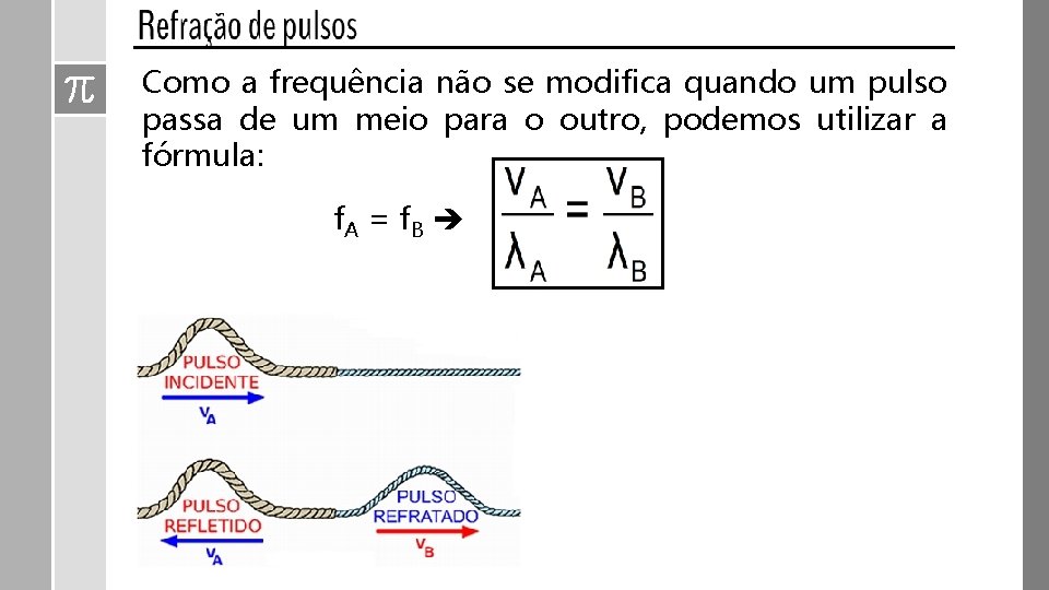 Como a frequência não se modifica quando um pulso passa de um meio para