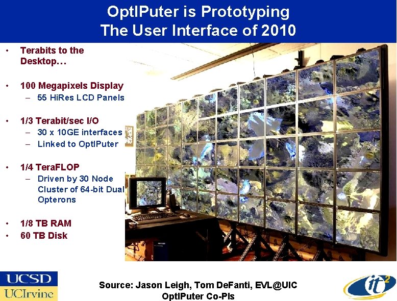 Opt. IPuter is Prototyping The User Interface of 2010 • Terabits to the Desktop…