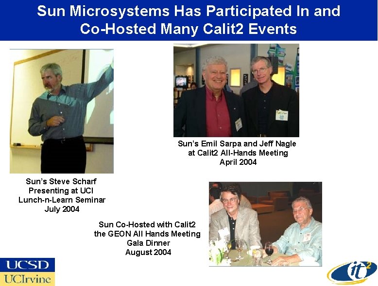 Sun Microsystems Has Participated In and Co-Hosted Many Calit 2 Events Sun’s Emil Sarpa