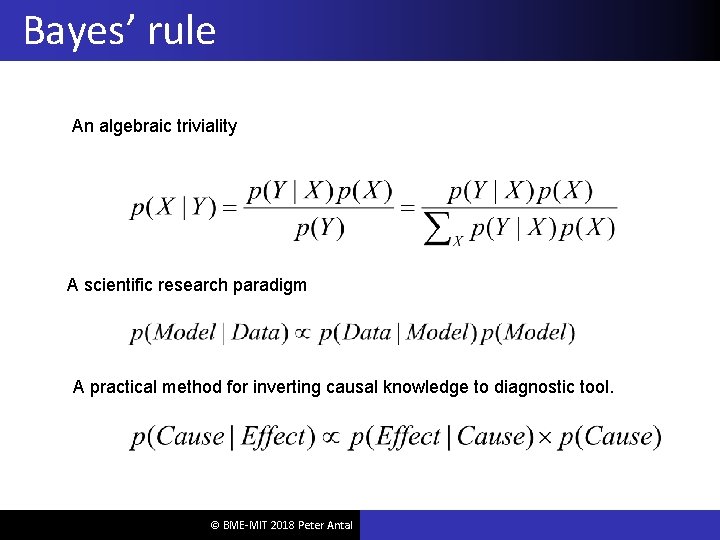 Bayes’ rule An algebraic triviality A scientific research paradigm A practical method for inverting