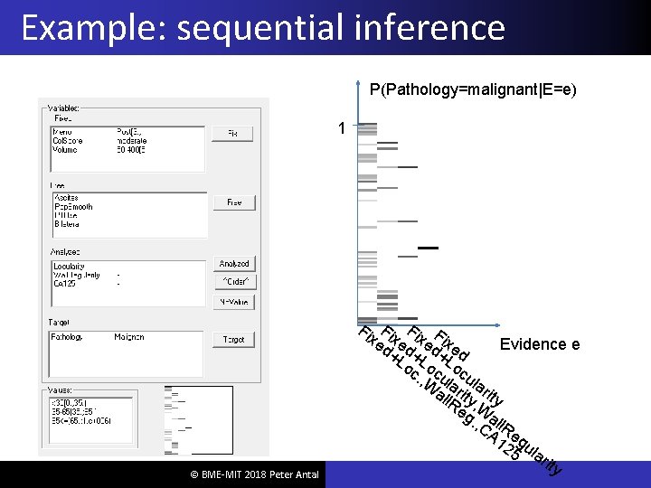 Example: sequential inference P(Pathology=malignant|E=e) 1 © BME-MIT 2018 Peter Antal Fi Fi Fi F