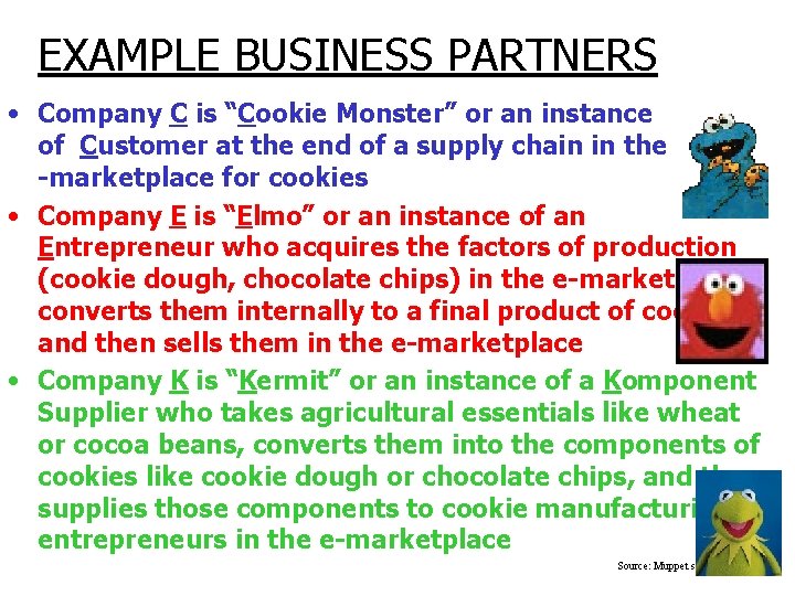 EXAMPLE BUSINESS PARTNERS • Company C is “Cookie Monster” or an instance of Customer