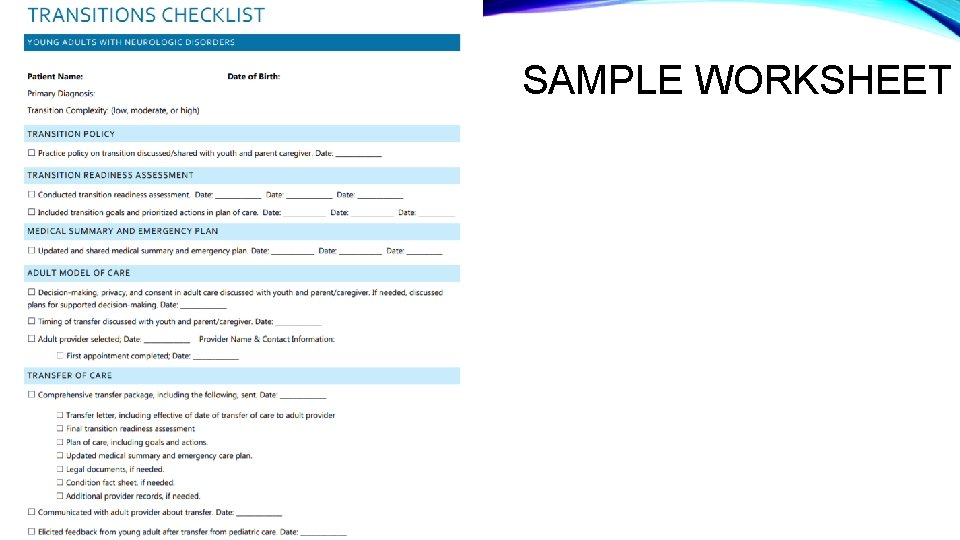 SAMPLE WORKSHEET 