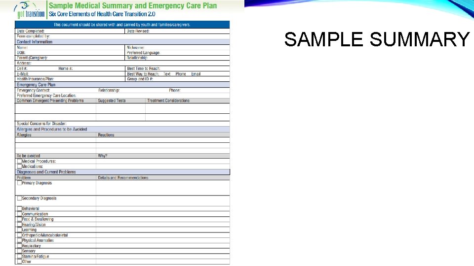 SAMPLE SUMMARY 