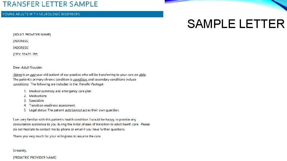 SAMPLE LETTER 