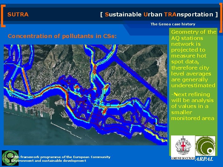 SUTRA [ Sustainable Urban TRAnsportation ] The Genoa case history Concentration of pollutants in