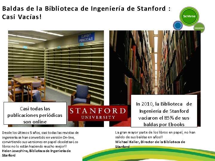 Baldas de la Biblioteca de Ingeniería de Stanford : Casi Vacías! Casi todas las