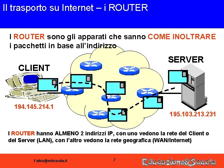 Il trasporto su Internet – i ROUTER I ROUTER sono gli apparati che sanno