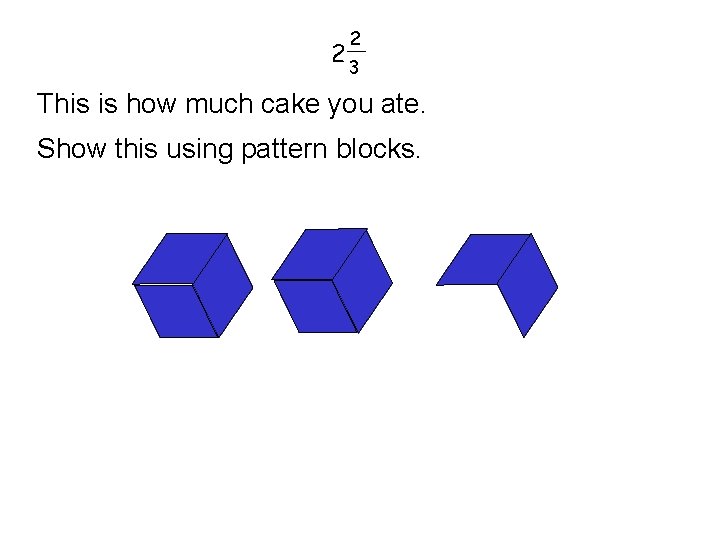 2 23 This is how much cake you ate. Show this using pattern blocks.
