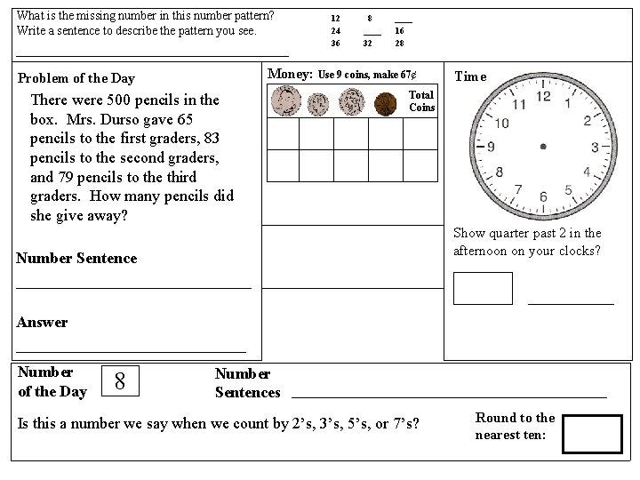 What is the missing number in this number pattern? Write a sentence to describe